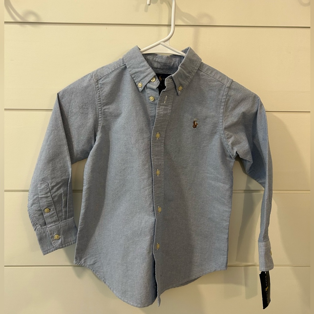 NWT KIDS RALPH LAUREN The Iconic Oxford Shirt Button Down Blue Size 5